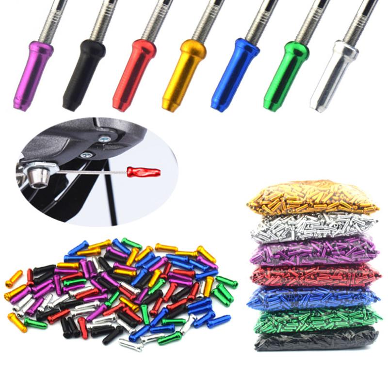 50Pcs Aluminum Bicycle Brake Wire End Caps Road Bike Brake Cable Cap Wire End Cap For Brake Shift Derailleur Cable