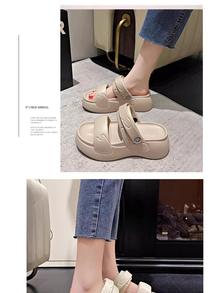 Женские шлепанцы EVA на толстой подошве — нескользящие, с мягкой подошвой, с двойными ремешками, пляжные сандалии