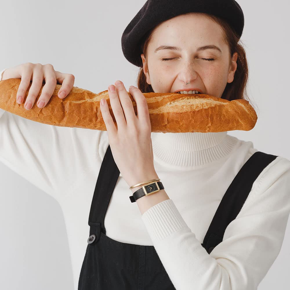 Maven Watches 18mm THE DECO SERIES Square Minimalist Fashion Watch Black [Official Shop] Watch, (Noir 18mm)