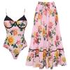 1011 European and American swimwear new pink floral sweet seaside vacation one-piece swimsuit suit female explosion