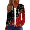 Women's Fashion Christmas Print Casual Zip-Up Long-Sleeved Hooded Jacket