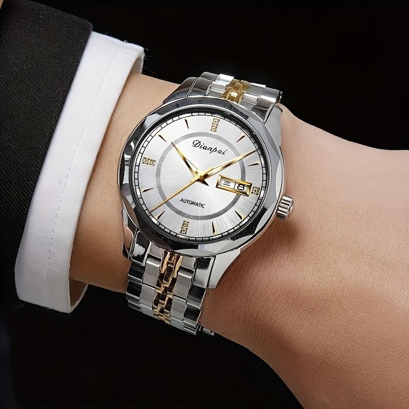 Мужские полностью автоматические механические часы, водонепроницаемые, светящиеся, с ремешком из нержавеющей стали, модные наручные часы