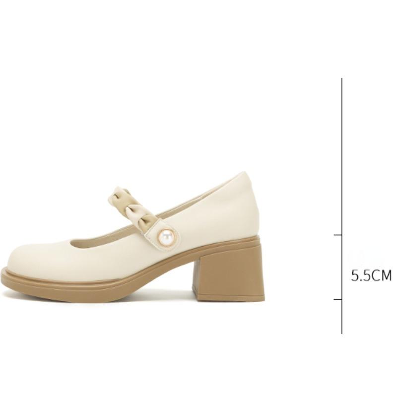 Французские женские туфли Marie Jane, осенние туфли телесного цвета на толстом каблуке и высоком каблуке.