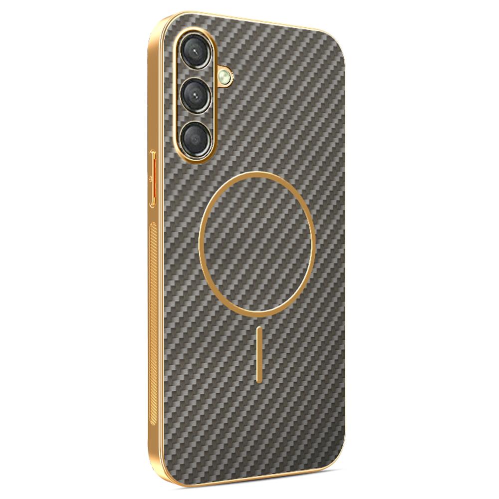 Для Samsung Galaxy A25 5G (Глобальный) (161 мм) Чехол для телефона Текстурированный под углеволокно Гальванизированная задняя крышка из ТПУ