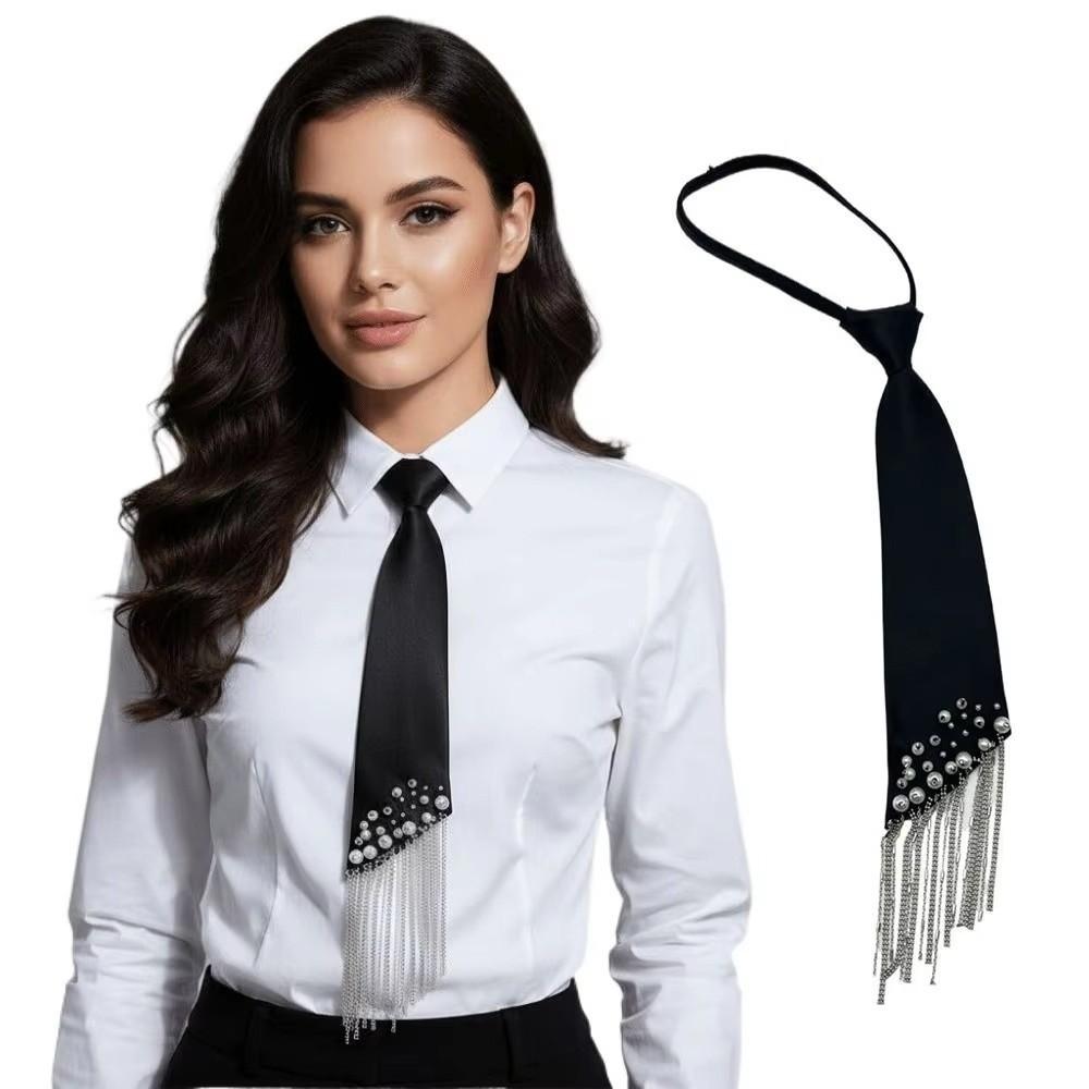 Korean Style Lazy Person Neck Tie with Tassel Bohemian Ladies' Cravat Fashion Pre Tied Neck Tie JK