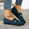 Large-sized Fly-knit Breathable Single Shoes for Women Flat Heels with Cutout and Shallow Opening Lazy Loafers