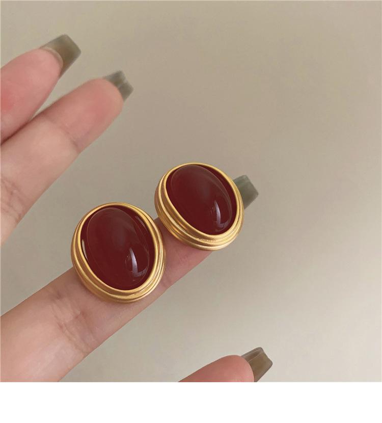 Vintage French Style Acrylic Oval Dangle Earrings for Women