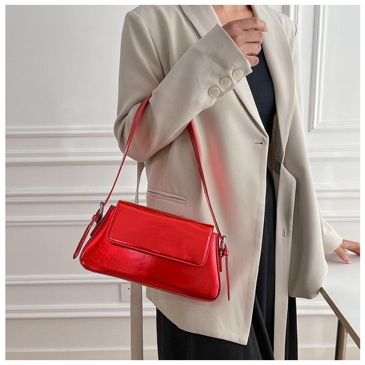 IELGY Модная женская сумка-багет из лакированной кожи, текстурированная сумка подмышками