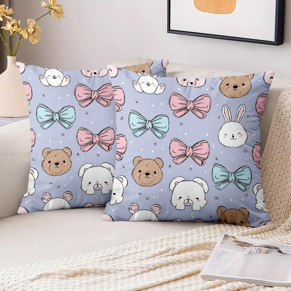 1 Pieces Cute Animal Bow Pattern Decorative Cushion Pillow Polyester pillowcase, sofa decorative cushion cov Headboard Pillow