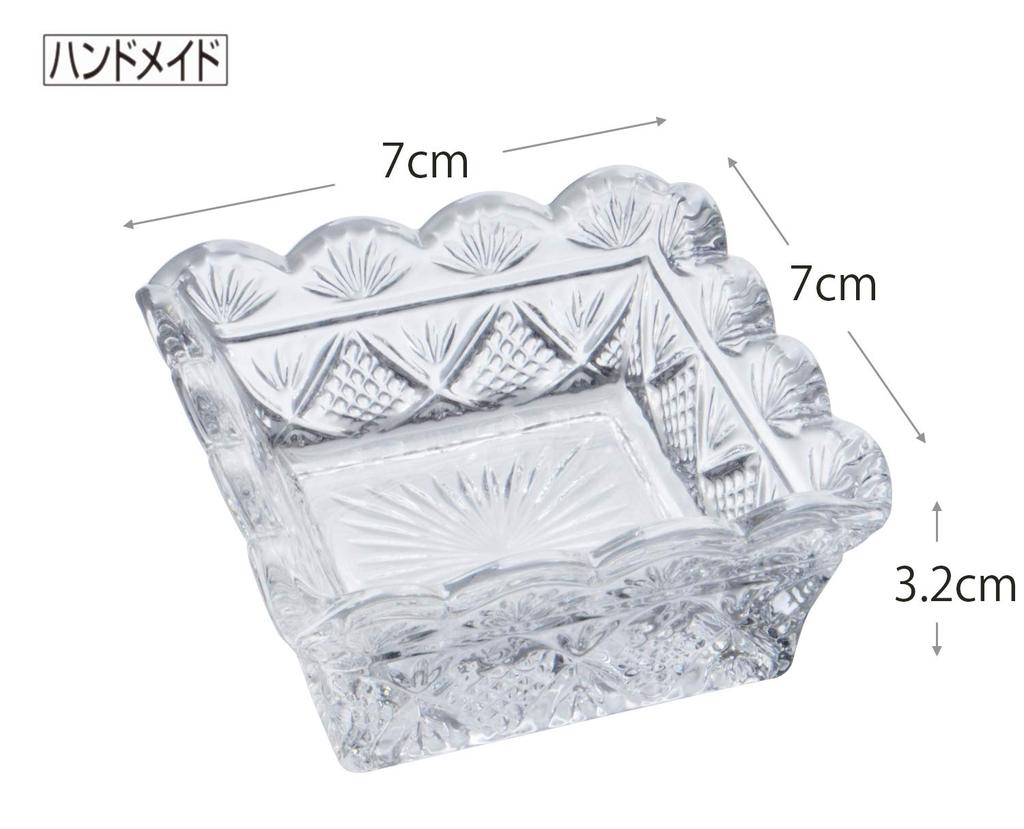 Toyo Sasaki Glass Японский Маленький Квадратный Набор Маленьких Соусниц Маленький Квадратный Глубокий Стеклянный Столовый Сервиз TS44022 Тарелка, Пиала, Пиала, 6, Пиала, Тарелка, Подглядывающий,
