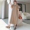 Women Plus Size New Summer Long Dress Solid T-Shirt Dress Loose Fashion Basic Split Dresses Maxi