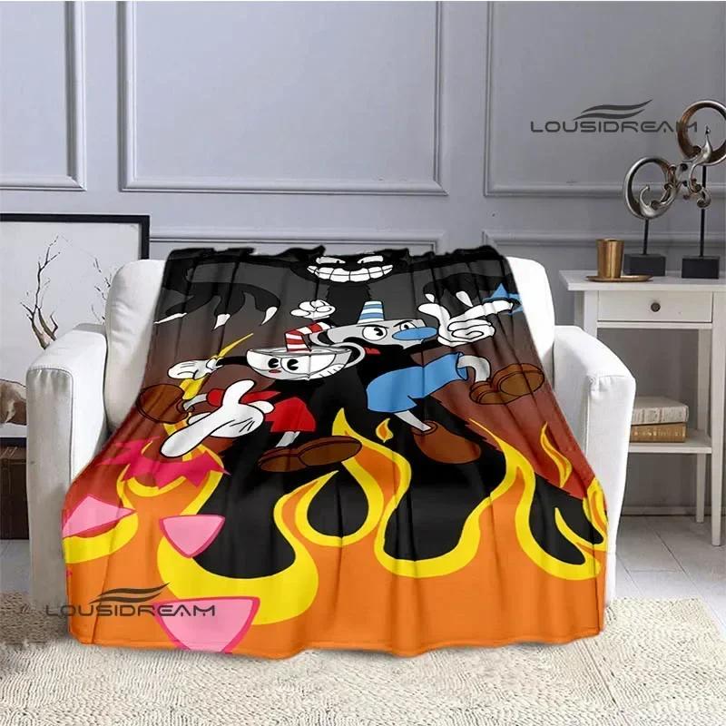 Одеяла с принтом аниме Cuphead, детские теплые красивые одеяла, фланелевые мягкие и удобные одеяла для дома, путешествий, подарков на день рождения