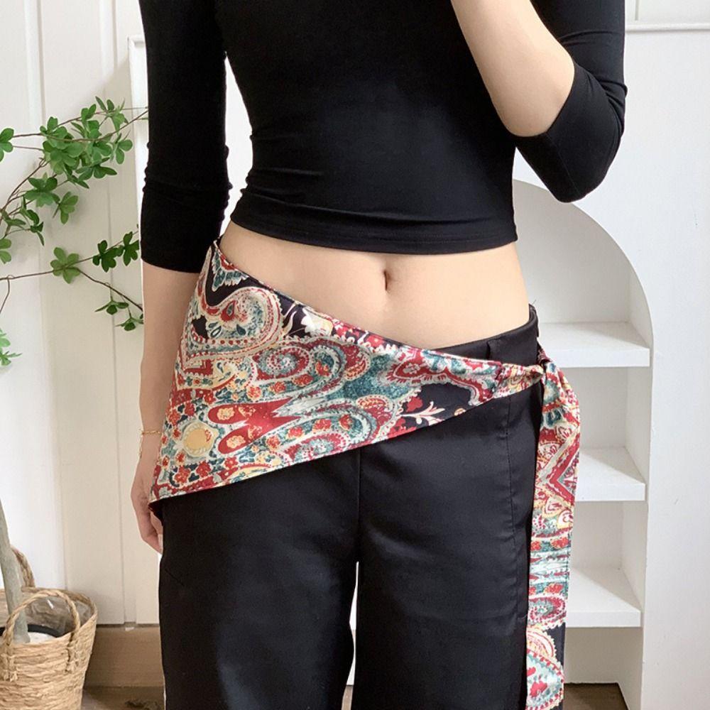 Multicolor Triangular Scarf Multi-functional Belt Fashion Cashew Flower Waist Wrap Women