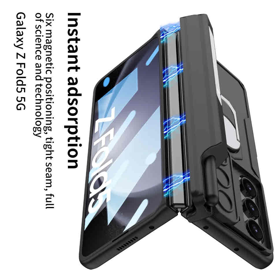 Full Cover Anti-Drop Flip Case With Front Glass for Samsung Z Fold 5 Stand and Pen Slot Fall Protection Phone Case for Mobile