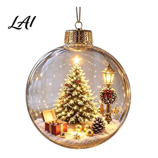 Party Atmosphere Hanging Balls Glowing Christmas Story Ornament Light-Up 3D Ball with Warm LED Mini Decor for Living Room Holiday Scene Clear