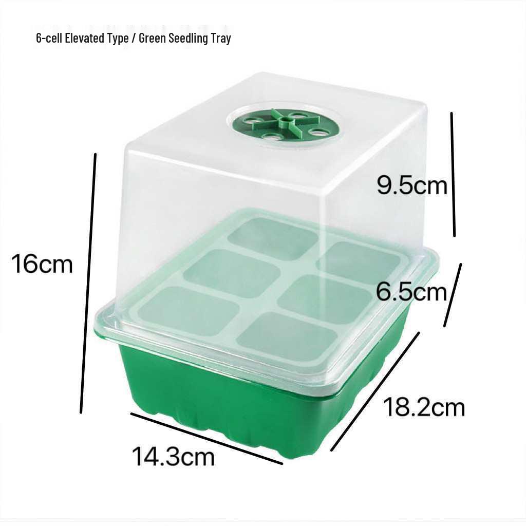 Thickened 6/12-Hole Seedling Tray with Rotating Switch & Transparent Lid for Heat and Moisture Retention
