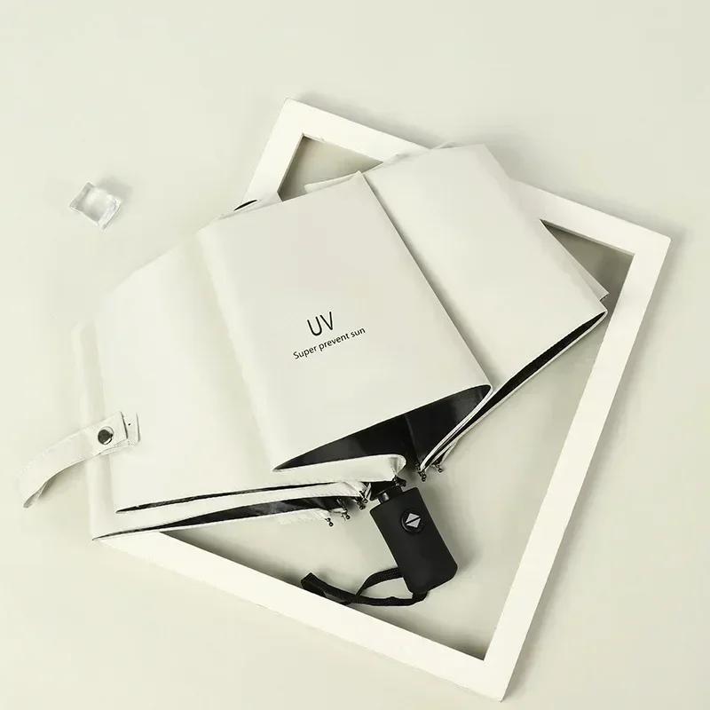 Ultra Light Folding Umbrella Solid Color Sun Protection Umbrellas Automatic Portable 8 Bone Windproof And Uv Resistant Umbrellas