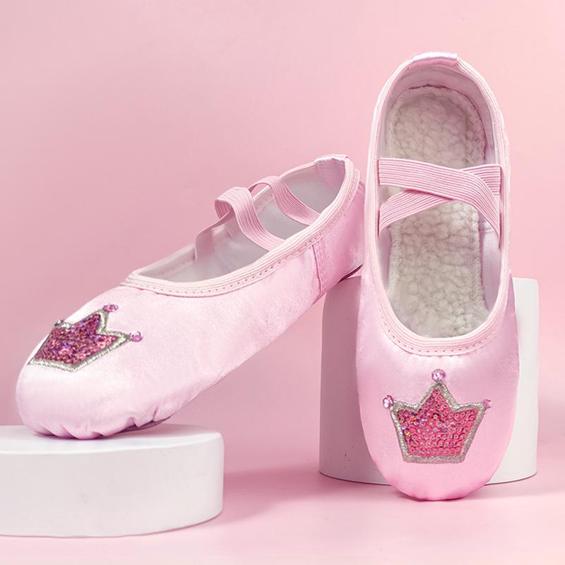 Зимние балетные туфли-лапки кошки с бархатной подкладкой для детей - Уютная танцевальная обувь