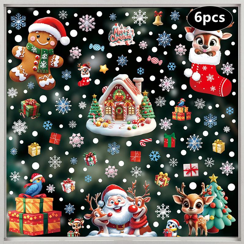 Creative Christmas Decorations, Electrostatic Stickers, Shop Window Decorations, Christmas Decorative Glass Stickers