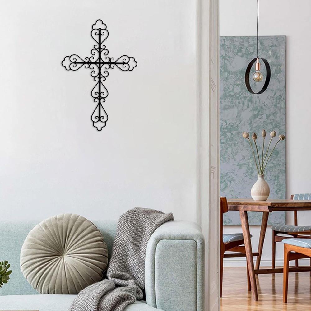 1 шт. Металлический крест, настенное украшение - настенное искусство для домашнего декора, стильное металлическое настенное украшение