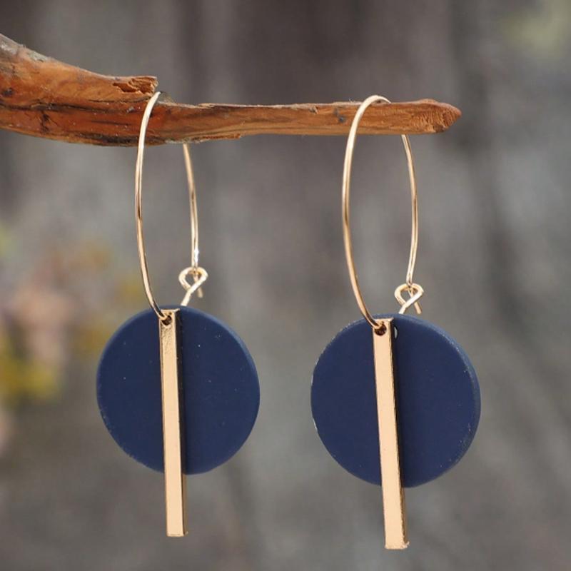 1 Pair Bohemian Minimalist Geometric Circle & Bar Shape Alloy Hoop Earrings, Fashion Multi-Color Alloy Earring Rings for Women, Gift