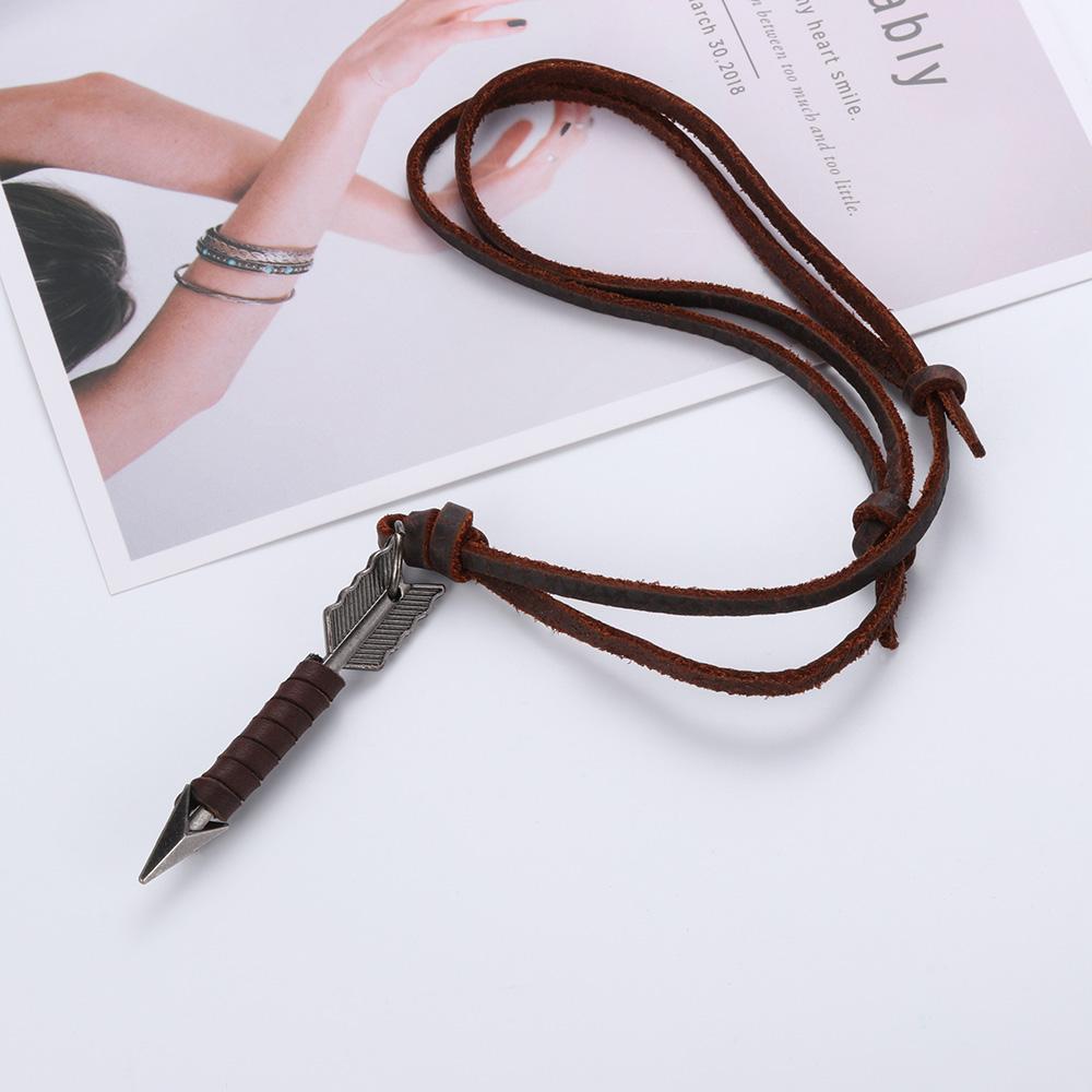 Fashion Handmade Vintage Necklace Leather Chain Choker Arrow Pendant