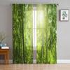 Бамбуковые зеленые, белые прозрачные тюлевые шторы в китайском стиле с растениями для гостиной, спальни, кухни, украшения, вуаль, занавески из органзы