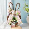 Венок пасхального кролика из ротанга, плетеный в форме кролика, венок с бантом, искусственная зелень для камина, двери, стены, окна, декор