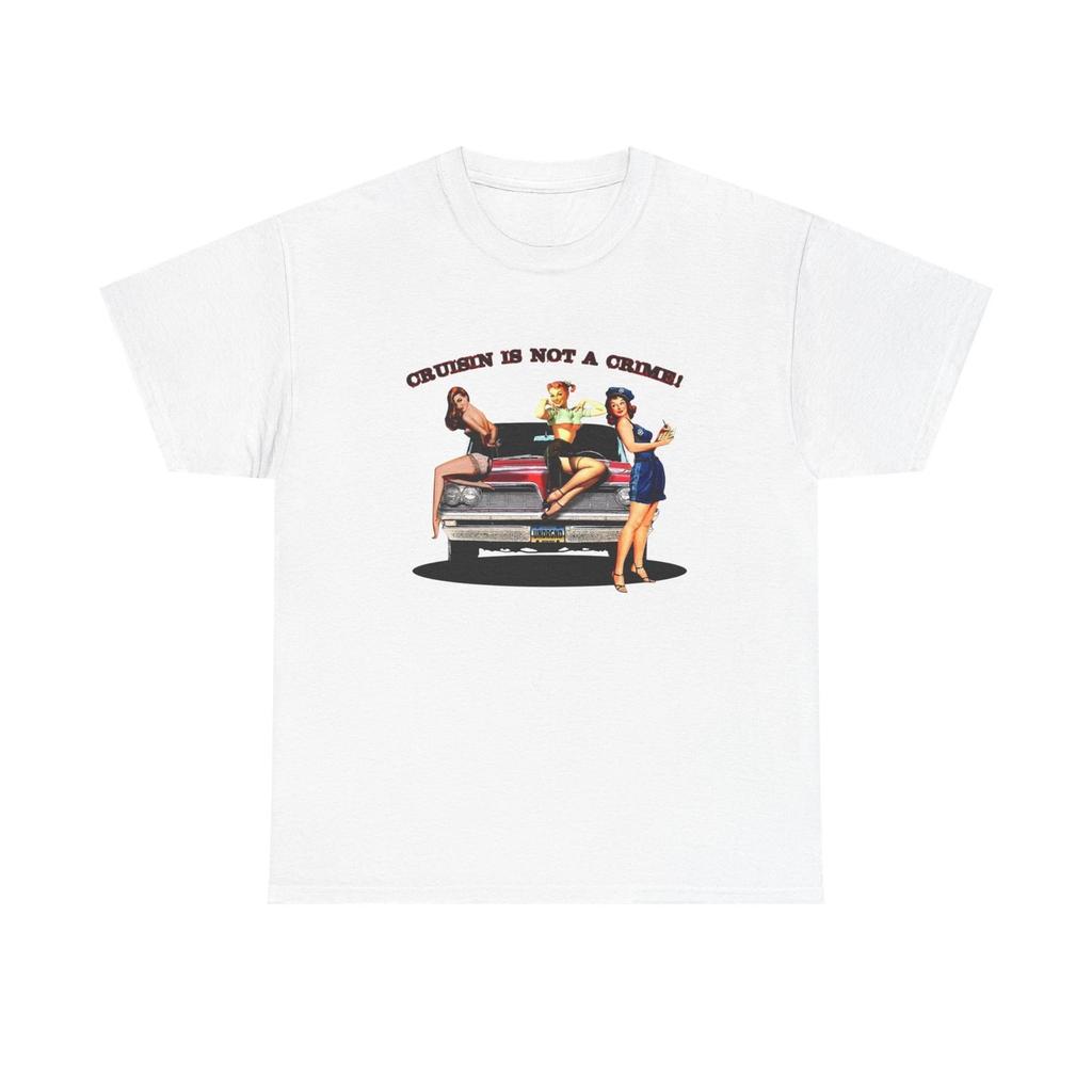 Vintage Car Models Crusin Graphic T-Shirt Unisex Heavy Cotton Tee Gift NEW
