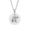 [R4914] - Silver White 'Horse' Silver Necklace (rhodium) - 15mm (ceramic)