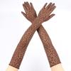 Hollow Breathable Long Gloves High Elasticity Opera Gloves Leopard Print Gloves  Evening Party