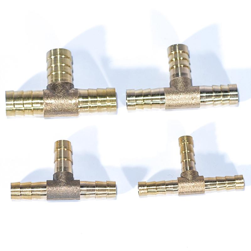6mm 8mm 10mm 12mm Solid Brass T Piece 3 Way Fuel Hose Joiner Connector For Air Oil Gas Fuel Fuids Brass Barb Pipe Fitting