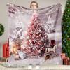 1pc Pink Blanket Christmas Pine Tree Printed Skin-Friendly Soft Blanket Washable 2025 New for Home Bedroom Christmas Decoration