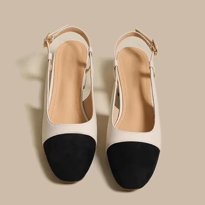 2024 Лето Новые цветные блоки Splicing Shallow Mouth 2024able и простой стиль верхней одежды женские сандалии Высокий каблук Одиночные туфли для женщин