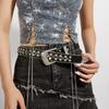 PU Leather Rhinestone Belts Y2K Waistband Retro Blingbling Belt Decorative Jeans