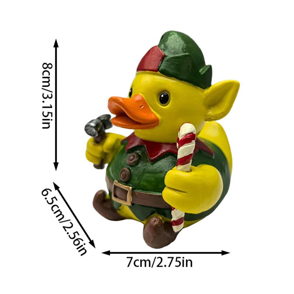 Christmas Duck Resin Figurine Resin Delicate Duck Decorative Model Toy for Patio and Yard Lawn Porch Decor