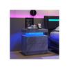 Table De Chevet LED - MUVOE - Moderne - 2 Tiroirs - Gris Foncé - Multicolore Réglable