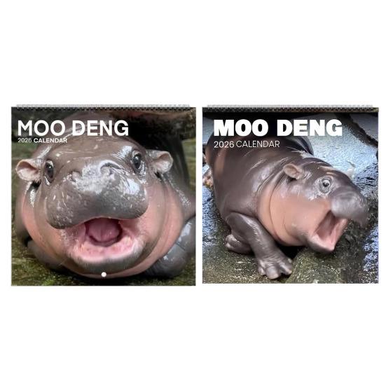 Moo Deng Calendar 2026 Pygmy Hippo Wall Calendar Monthly Planner Hanging Hippopotamus Calendar Gift for Hippo Lovers