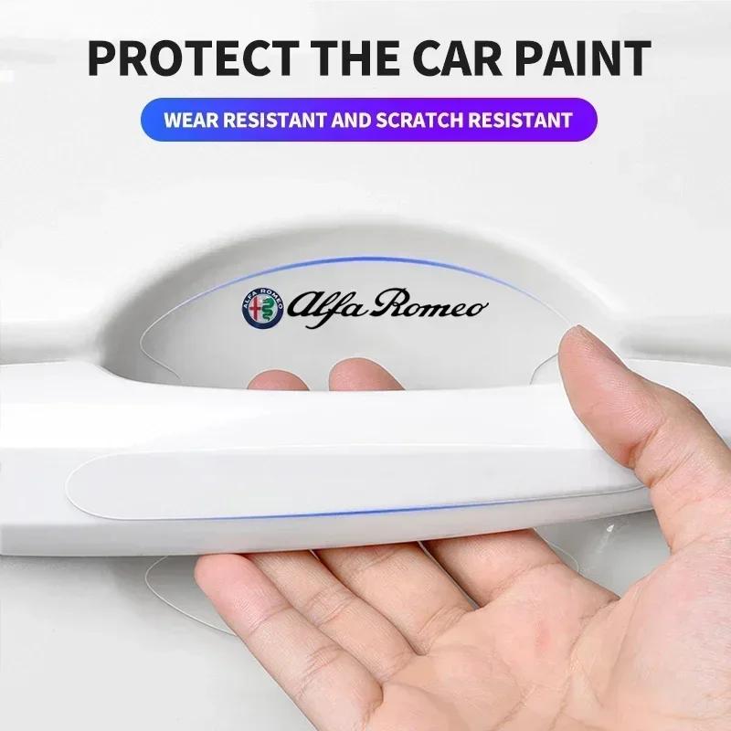 8Pcs Car Door Bowl Handle Protective Sticker Anti-collision Strip For Alfa Romeo 159 Giulietta Giulia 147 Mito 156 166 Stelvio