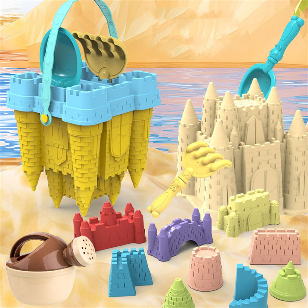 Beach Toy Outdoor Sand Play Castle Toy with Castle Mold Bucket Sandcastle Toy Bathtub Water Play Toy Kids Education Toy
