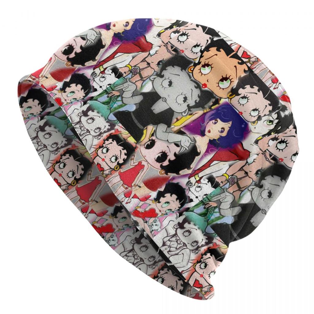 Шапка-бини с коллажем Mrs Boop, зимняя теплая женская классическая шапка-бини Betty с героями мультфильмов, кепка