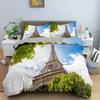 Paris Tower King Queen Duvet Cover Famous Buildings In France Bedding Set For Adults Pink Romantic 2/3pcs Polyester Quilt Cover
