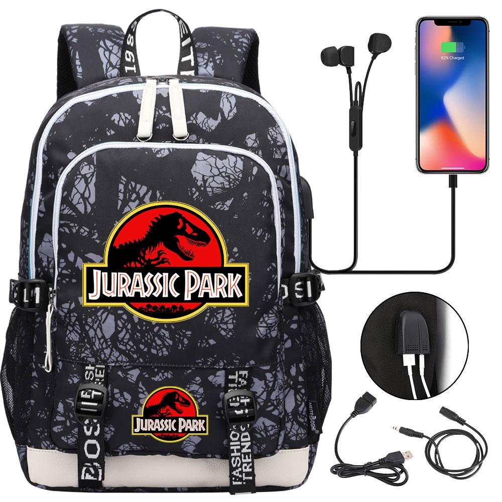 Новый Динозавр Парк Юрского Периода Мир Подростковый USB Рюкзак для Ноутбука Детские Мальчики Девочки Школьные Сумки для Книг Женщины Мужчины Дорожная Сумка
