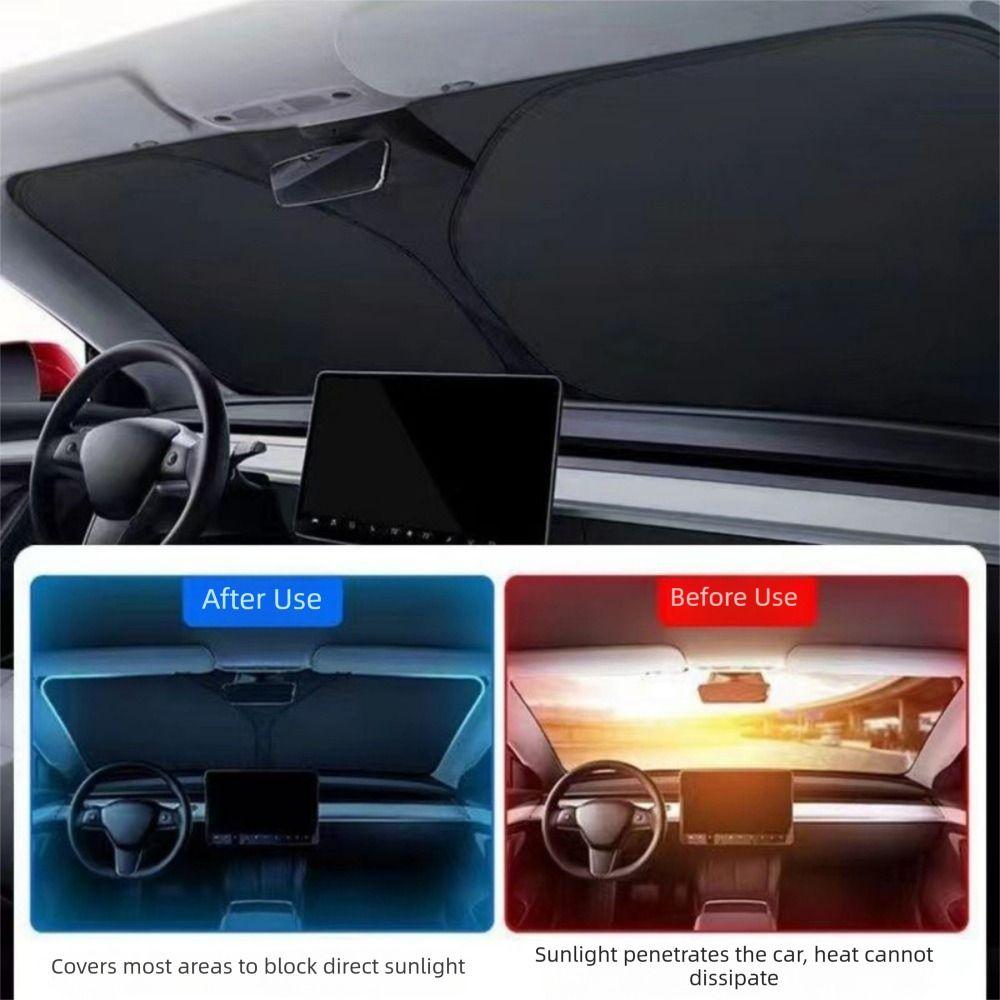 Titanium Silver Car Folding Sun Shade with Storage Bag Car Front Window Sunshade Parking