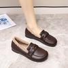 Real Soft Leather Velvet Women's Shoes Autumn and Winter New Soft-soled Comfortable Shoes Flat Leather Shoes Warm Cotton Shoes