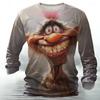 Animal Funny Designer Retro Vintage Men's 3D Print T Shirt Casual Long Sleeve Crew Neck Clothing