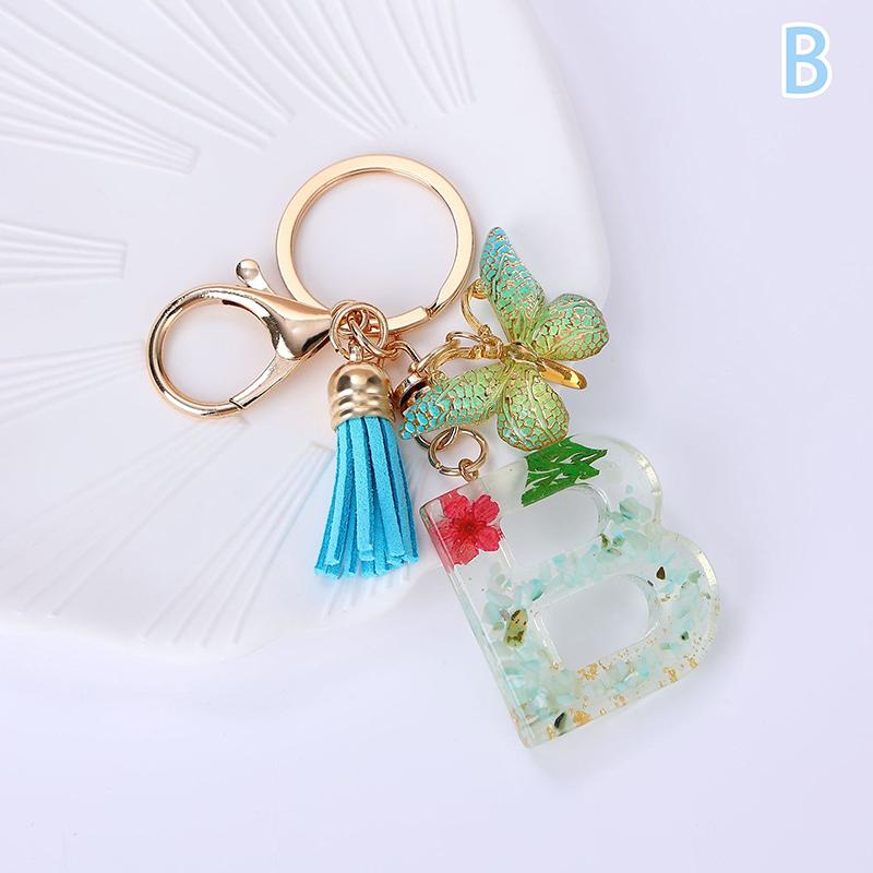 AZ Dreamy Sequin Letters Брелок для женщин Подвеска-бабочка с кисточками Инициал Брелок для кошелька Подвеска для сумок Амулеты Автомобильный брелок