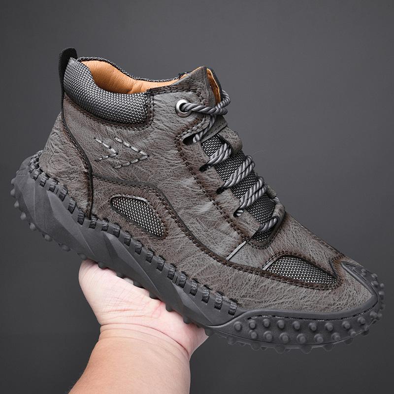 Осенняя новая мужская обувь повседневная модная обувь большого размера кожаная ручной работы обувь с высоким верхом обувь для активного отдыха и пешего туризма