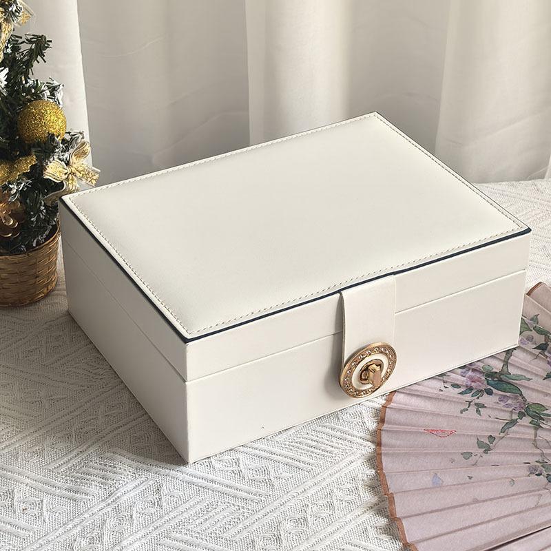 Jewelry Storage Box PU Leather Necklace Jewelry Packaging Premium Gift Lock Jewelry Box