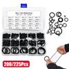 200/225Pcs O-ring Rubber Gaskets Seal Ring Set Nitrile Rubber High Pressure O-Rings NBR Sealing Elastic Band O Rubber Rings Set